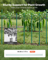 VEVOR Garden Stakes, 50 Pack, 46.06 inch, Plastic Coated Metal Tomato Stakes, Garden Sticks for Plants Support, with Pointed End and Non-Slip Bumps for Growing Climbing Plants, Outdoor Vegetables