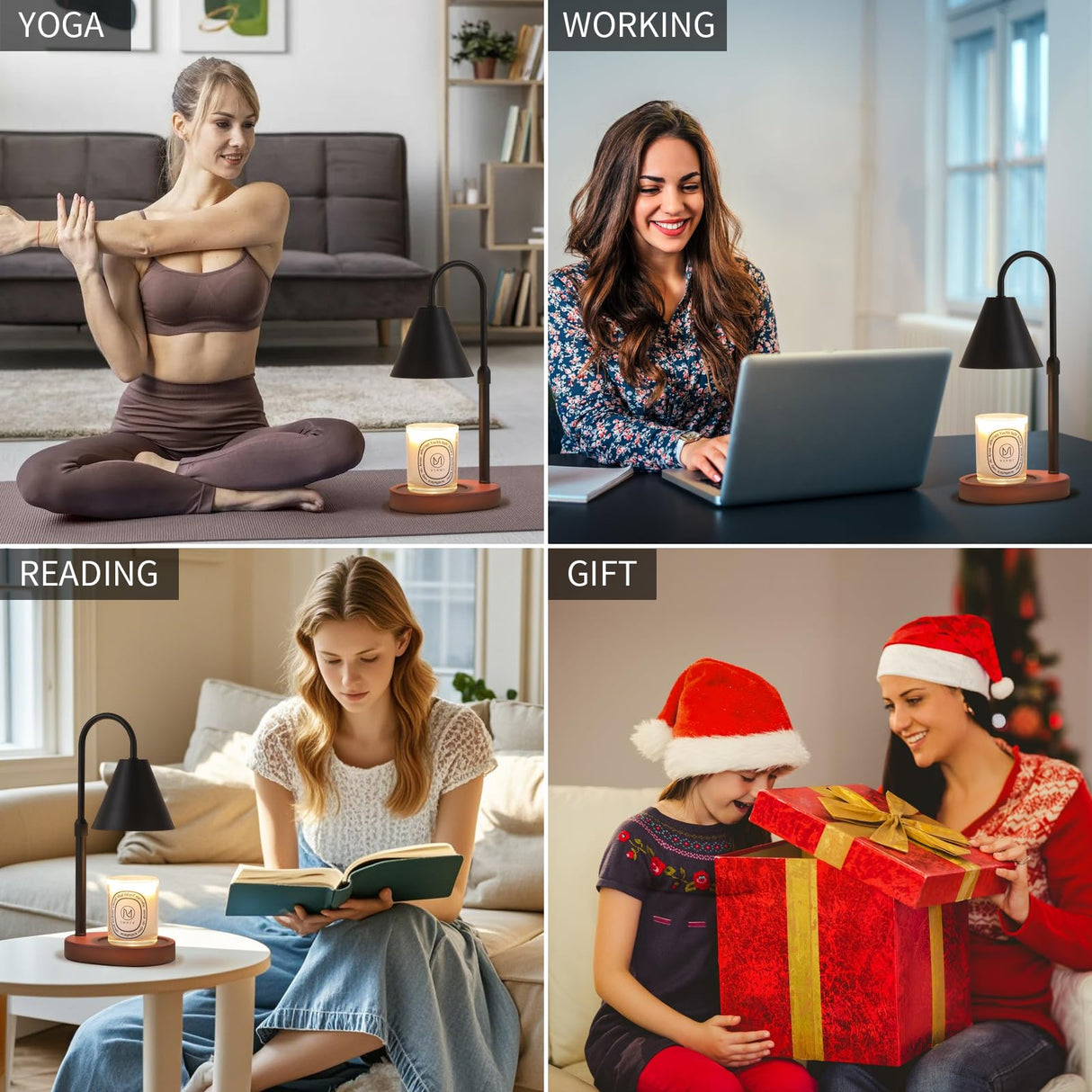 MEIXISUE Black Candle Warmer Lamp with Timer and Dimmer,Mother's Day/Birthday/Christmas Gifts for Mom/Wife,Electric Wax Melt Warmer,Home Decor,Scented Jar Lamp,Adjustable Height,with 2 Bulbs