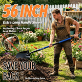 KOLEIYA Shovel,Shovels for Digging Heavy Duty with Fiberglass Handle,Spade Shovel for Gardening Trenching Planting Transferring,57 inches,Blue