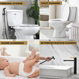 Purrfectzone Black Bidet Sprayer for Toilet, Handheld Shower Kit, Easy-to-Install Toilet Handheld Set, Hand Held Stainless Steel with Adjustable Flow, Cloth Diaper Sprayer Shattaf