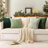 MIULEE Christmas Green Decorative Throw Pillow Covers 20x20 Inch Set of 4 Boho Farmhouse Cushion Covers Mordern Nordic Pillow Cases Soft Corduroy Gradient Home Decor for Couch Sofa Living Room Bed