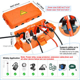 Hrensaw Medium Outdoor Electrical Box(10.6x5.5x4.5inch),Weatherproof Connection Box w/6 Cable Entry,IP54 Waterproof Extension Cord Cover Protect Power Strip,Timer,Plug,Holiday Lights,Orange