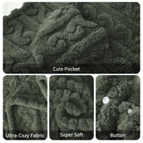 Mowkim Wearable Blanket Sherpa Fleece Shawl Blanket with Pockets for Adults Women and Men, Cozy Shawl TV Throw Blankets (Green, 58'' x 64'')