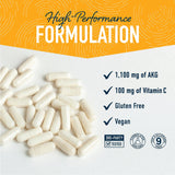 AKG Supplement | 1,100MG Per Serving | 180 Capsules | Alpha Ketoglutarate With Calcium + Vitamin C | For Healthy Aging, Longevity, Energy, and Focus | Vegan, Gluten-Free, Non-GMO, Third-Party Tested