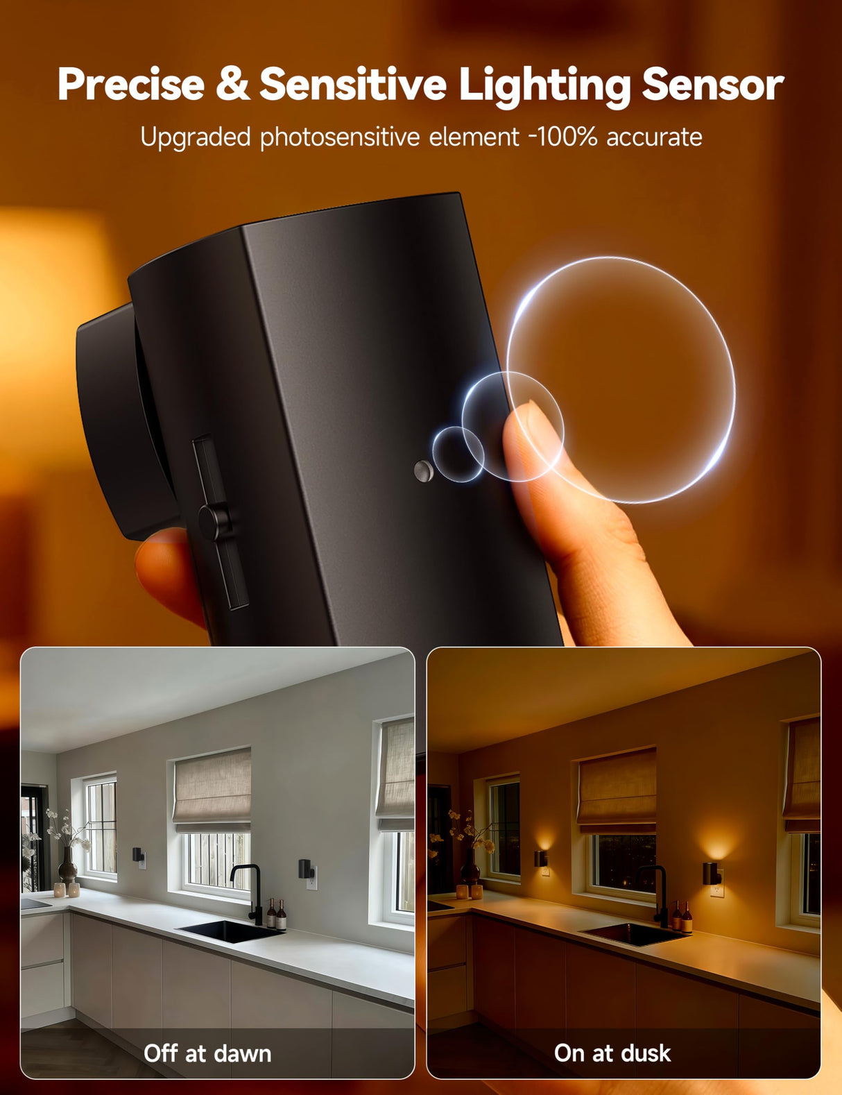 Brightown 2 Pack Black White Night Lights Plug into Wall, Modern Night Light with Rotating Plug, Dusk to Dawn Sensor, 0-100LM Stepless Dimming Aora Night Light for Hallway Bedroom Bathroom,Amber