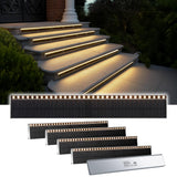 SHONELIGHTING Solar Step Lights for Outside, 33 Focused-Beam High-Brightness LEDs, Waterproof Aluminum Outdoor Stair Light for Risers, Curbsides, Poolsides, Planter Edges (Warm White, 6Pack)