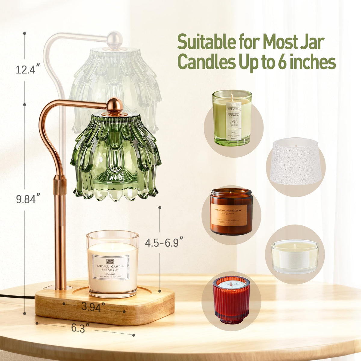 Candle Warmer Lamp with Timer Dimmer - Birthday Gift for Women Mom, Electric Wax Melter Warmer Adjustable Height for Jar Candles Housing Warming Home Decor