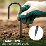 GESTONE 20 PCS Garden Ground Stakes 12" Rebar Stakes Heavy Duty J Shape