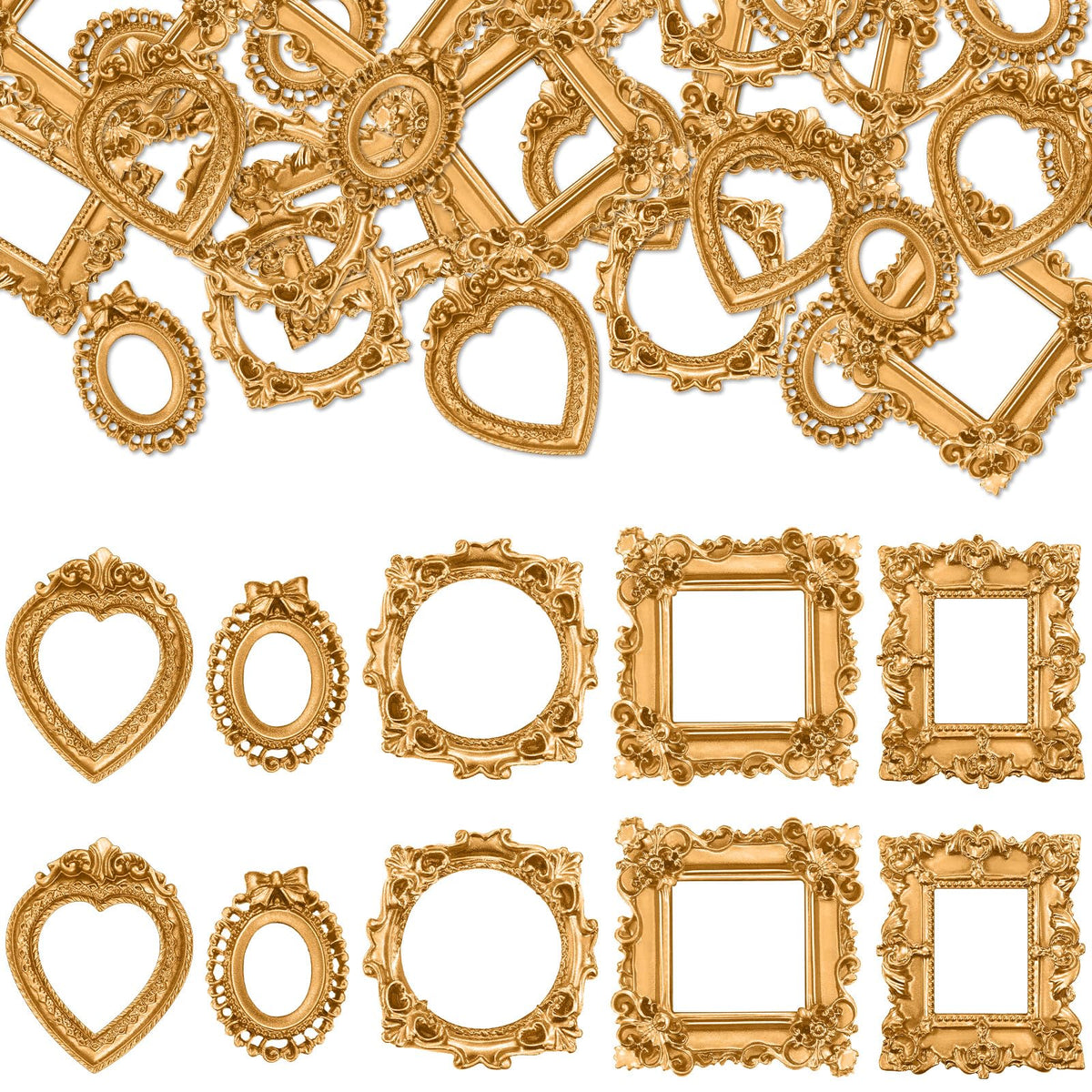 Vicenpal 40 Pcs Vintage Mini Picture Frames Baroque Antique Small Resi ...