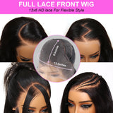 Kebetter 30 Inch 13x6 Lace Front Wigs Human Hair Pre Plucked 200% Density Body Wave HD Lace Front Wigs Human Hair with Baby Hair Natural Black Glueless 13x6 Full Frontal Wig For Women