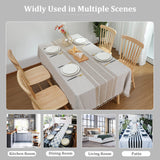 Laolitou Rustic Tablecloth Cotton Linen Waterproof Tablecloths Washable Table Cloths for Kitchen Dining,Party,Holiday,Christmas,Buffet Coffee Lines Rectangle,55''x102'',8-10 Seats