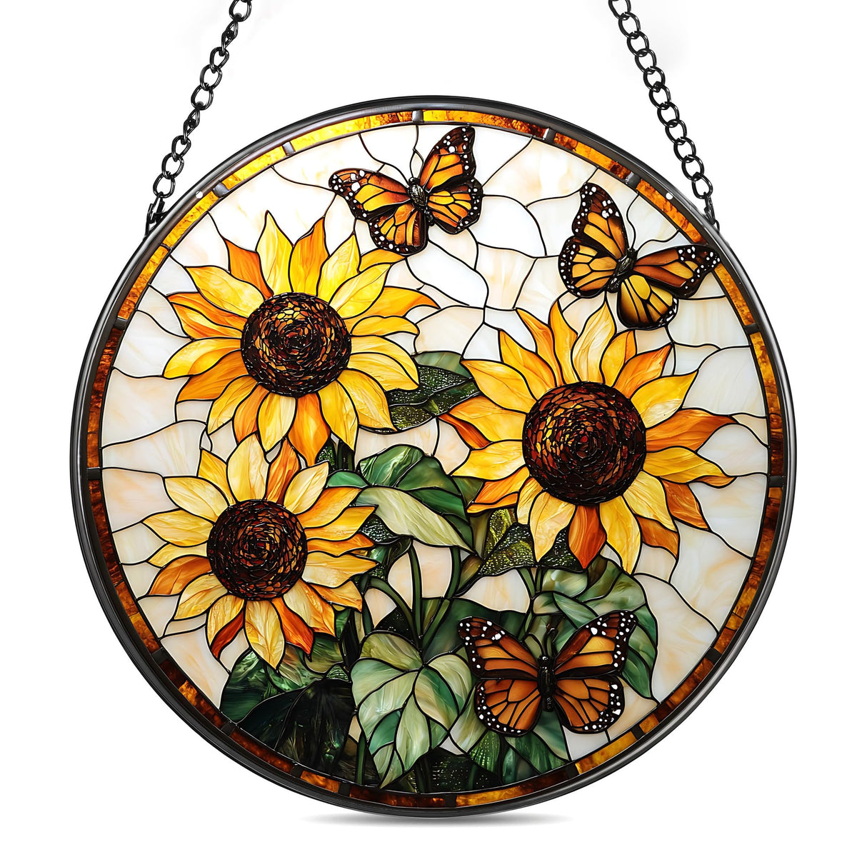 Zhuoyaju Stained Glass Suncatcher Window Hanging, 7.8 x 7.8 in