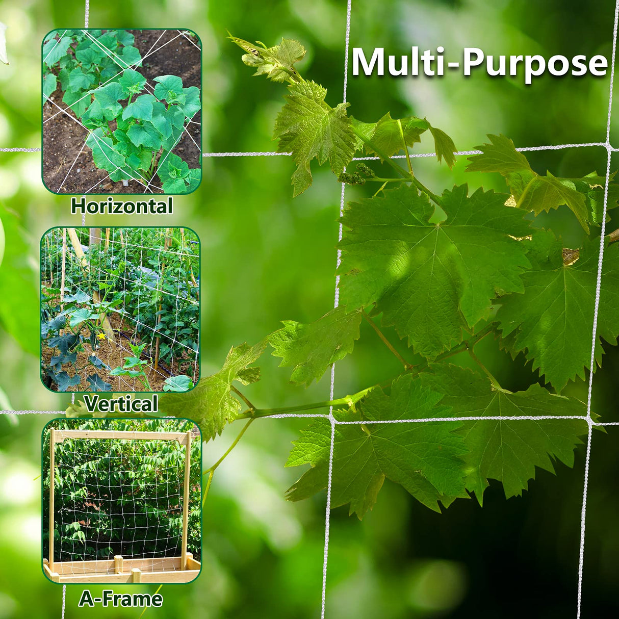 Toolazy Trellis Netting 5 x 350 ft - Heavy Duty Nylon Garden Netting with 6 Inch Mesh, Soft Plant Support Net for Tomatoes, Cucumbers, Peas, Vine Climbing Vegetables, Indoor Outdoor Greenhouse