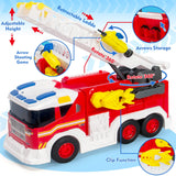 Large Fire Trucks Toys for Toddlers, Kids Toys for 3 4 5 6 7 8 Years Old Boys, 15" Firetruck Toy for Kids with Ladder, Lights, Sounds & Water Shooting, Christmas Birthday Gifts for Boys & Girls