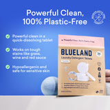 BLUELAND Laundry Essentials Kit, Plastic-Free Laundry Detergent Tablets, Oxi Booster, and Reuseable Natural Wool Dryer Balls, Fragrance Free and Clear