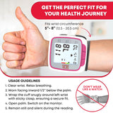 Ever Ready First Aid Fully Automatic Blood Pressure Wrist Cuff Watch Wearable Monitor for Home Use - Pink- Batteries Included