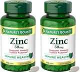 Nature’s Bounty Zinc 50mg,Immune Support & Antioxidant Supplement,Promotes Skin Health,1 Caplet Per Day,Gluten Free,250 Vegetarian Caplets,(Pack of 2)