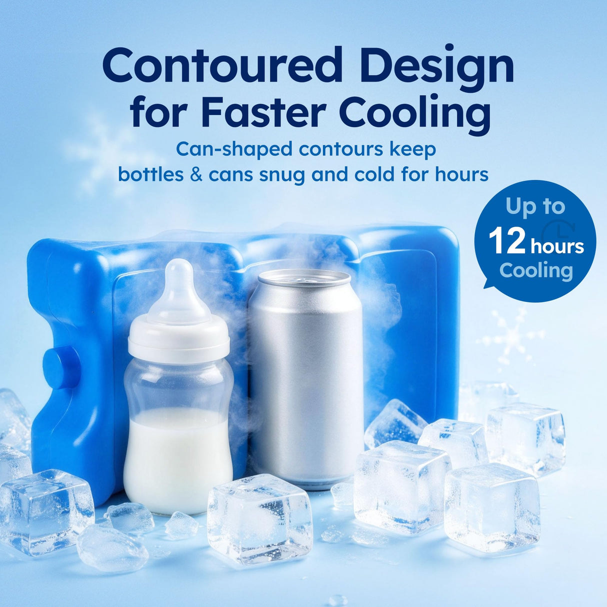 LotFancy 2PCS Contoured Freezer Packs for Breastmilk Bottle Storage, Lunch Box, Insulated Bags, Long Lasting Reusable Cool Packs for Beer Cans Soda, Camping Beach Picnic