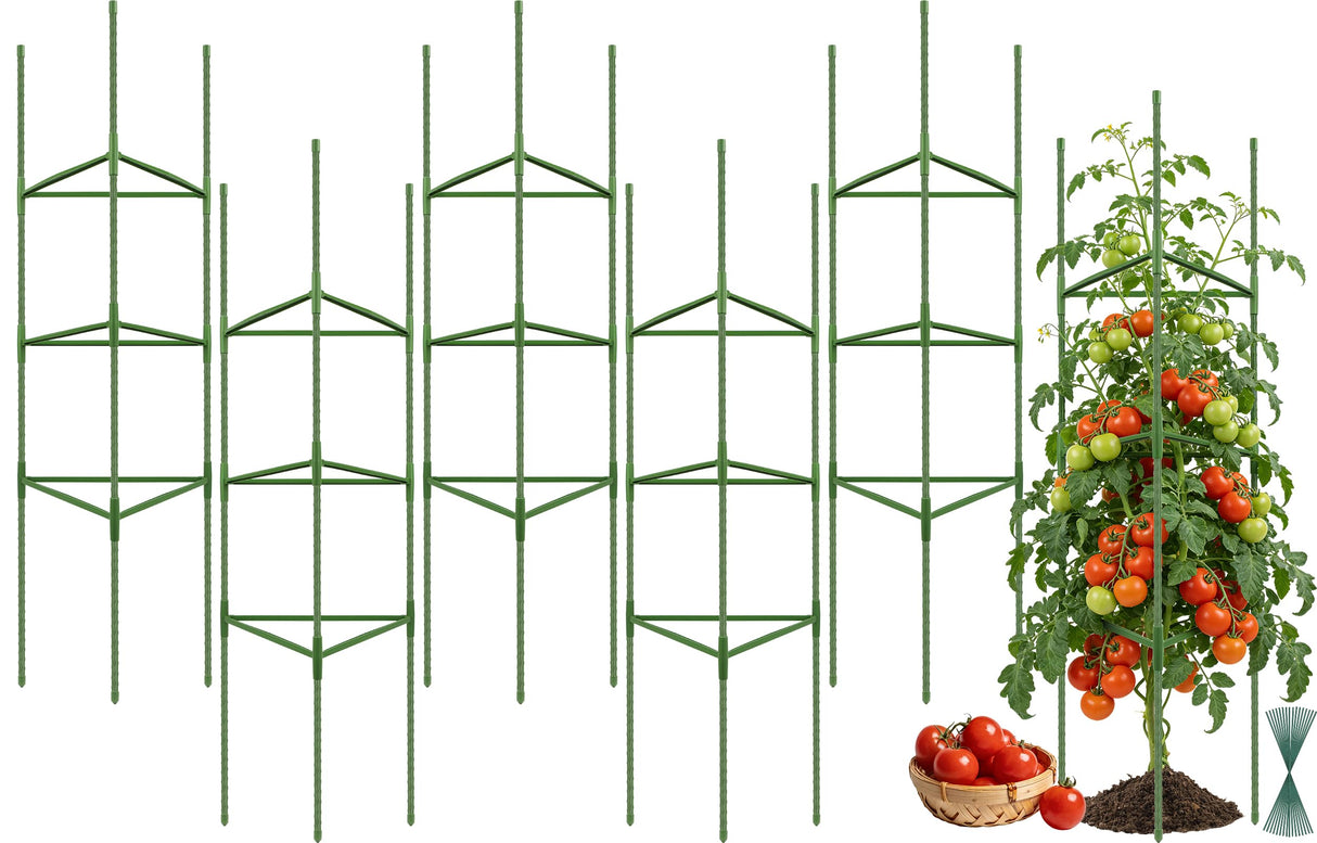 Tegarbed 6 Pack 48 Inch Tomato Cages for Garden Plant Supports