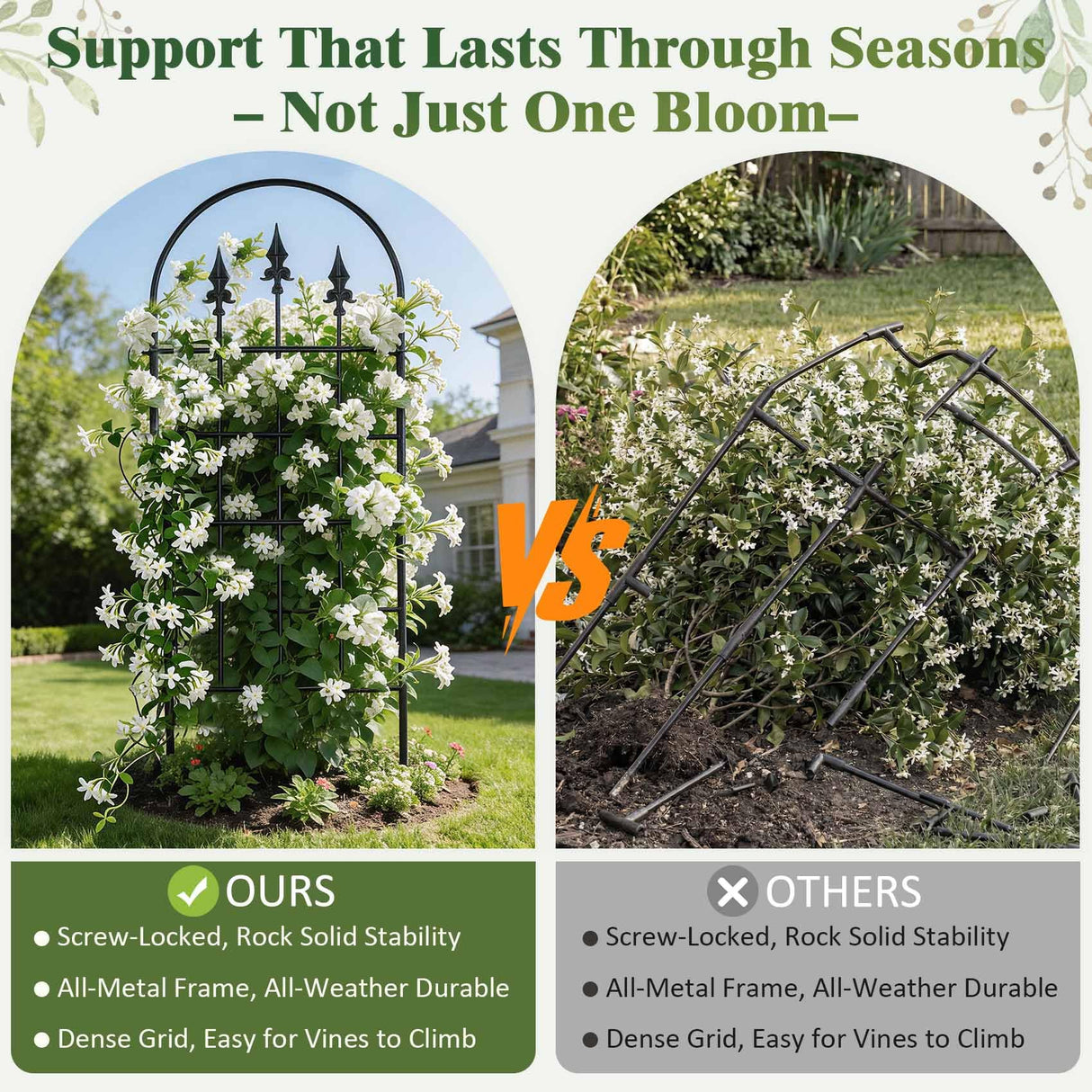 ArdeFentium 2 Pack 47" H x17 W Garden Trellis for Climbing Plants Outdoor - Metal Rustproof Arched Rose Trellis for Outdoor Indoor Roses Potted Vines Cucumbers Clematis Flowers Decorative, Black