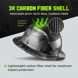 LIFT SAFETY Dax Carbon Fiber Full Brim Hard Hat | Reinforced Shell | All-Day Comfort | Expanded Coverage | Black Camo