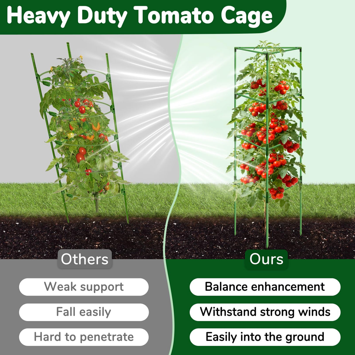 ZeeDix 65 Inch 4 Pack Heavy Duty Tall Tomato Cages for Garden