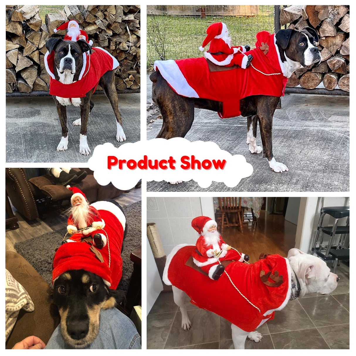 BWOGUE Santa Dog Costume Christmas Pet Clothes Santa Claus Riding Pet Cosplay Costumes Party Dressing up Dogs Cats Outfit for Small Medium Large Dogs Cats