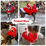BWOGUE Santa Dog Costume Christmas Pet Clothes Santa Claus Riding Pet Cosplay Costumes Party Dressing up Dogs Cats Outfit for Small Medium Large Dogs Cats