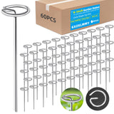 60Pcs Thick 8 Gauge 0.16 in Circle Top Landscape Fabric Pins Hard Holding,6 Inch Galvanized Landscape Fabric Stakes, for Tent, Weed Barrier Fabric, Plant Cover,Landscape Pins Stronger Not Easy Bend