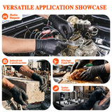 ANBOSON 10mil Heavy Duty Nitrile Gloves Large Black Disposable Rubber Gloves with Diamond Grip Anti Chemical Puncture Resistant Mechanics Guantes for Men/Auto repair/Cooking/Food Grade-Latex Free-100