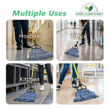 Super Clean Planet Heavy Duty Mop Head Refill (3-Pack) – Industrial Blue Cotton, Looped-End Wet Mop Heads for General, Commercial, Janitorial & Floor Cleaning