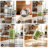 Elitrivox Sprouting Jar Kit, 2 Pack Wide Mouth Quart Mason Jars | Broccoli, Microgreens, Alfalfa Sprout Jar | Perfect for Home Gardeners, Health Enthusiasts & Vegan Diets