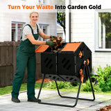 Cozurra 45 Gallon Large Compost Tumbler Outdoor, Dual Chamber Compost Bin
