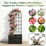 ArdeFentium 2 Pack 47" H x17 W Garden Trellis for Climbing Plants Outdoor - Metal Rustproof Arched Rose Trellis for Outdoor Indoor Roses Potted Vines Cucumbers Clematis Flowers Decorative, Black