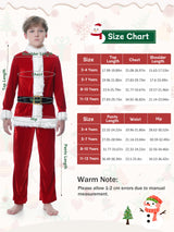 FancyFun Santa Claus Costume for Kids, 9PCS Boys Christmas Suit Kids Santa Costume Outfit Velvet For Boys Christmas Cosplay, 8-10Years