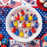 Skylety 36 Pcs Patriotic Mini Ducks 4th of July Independence Day Party Decor 250th Anniversary Red White Blue Ducks with Glue Points Garden Potted Miniature Cake Decoration Craft Patriotic Collectors