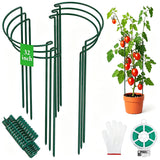 Unves 6 Pack Peony Cage, 32" x 13" Half Round Metal Plant Support Stakes
