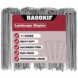 RAOOKIF 8 Inch Galvanized Garden Landscape Staples, 20/50/100/200Pcs Garden Metal Stakes, 11 Gauge Heavy Duty Ground Stakes for Decoration, Fence, Lawn, Fabric Pins