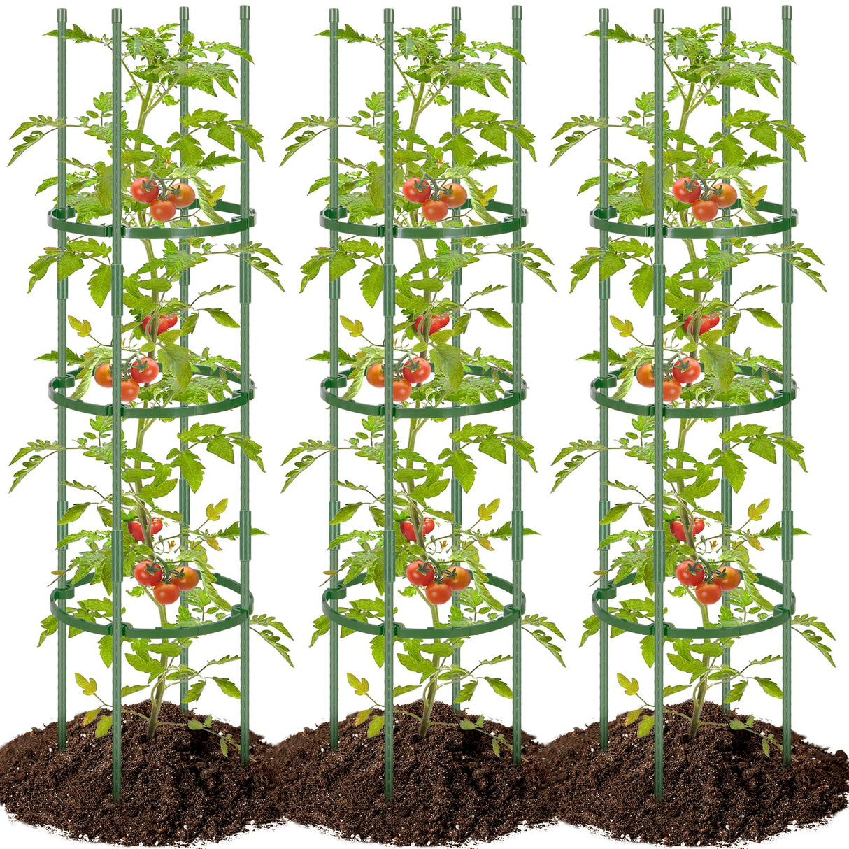 POILKMNI 3 Pack Tomato Cage for Garden - 59'' Tall Plant Support Heavy-Duty Tomato Trellis, Adjustable Garden Trellis for Climbing Plants Vines Vegetables Flowers Cucumber Peony Plant Cage