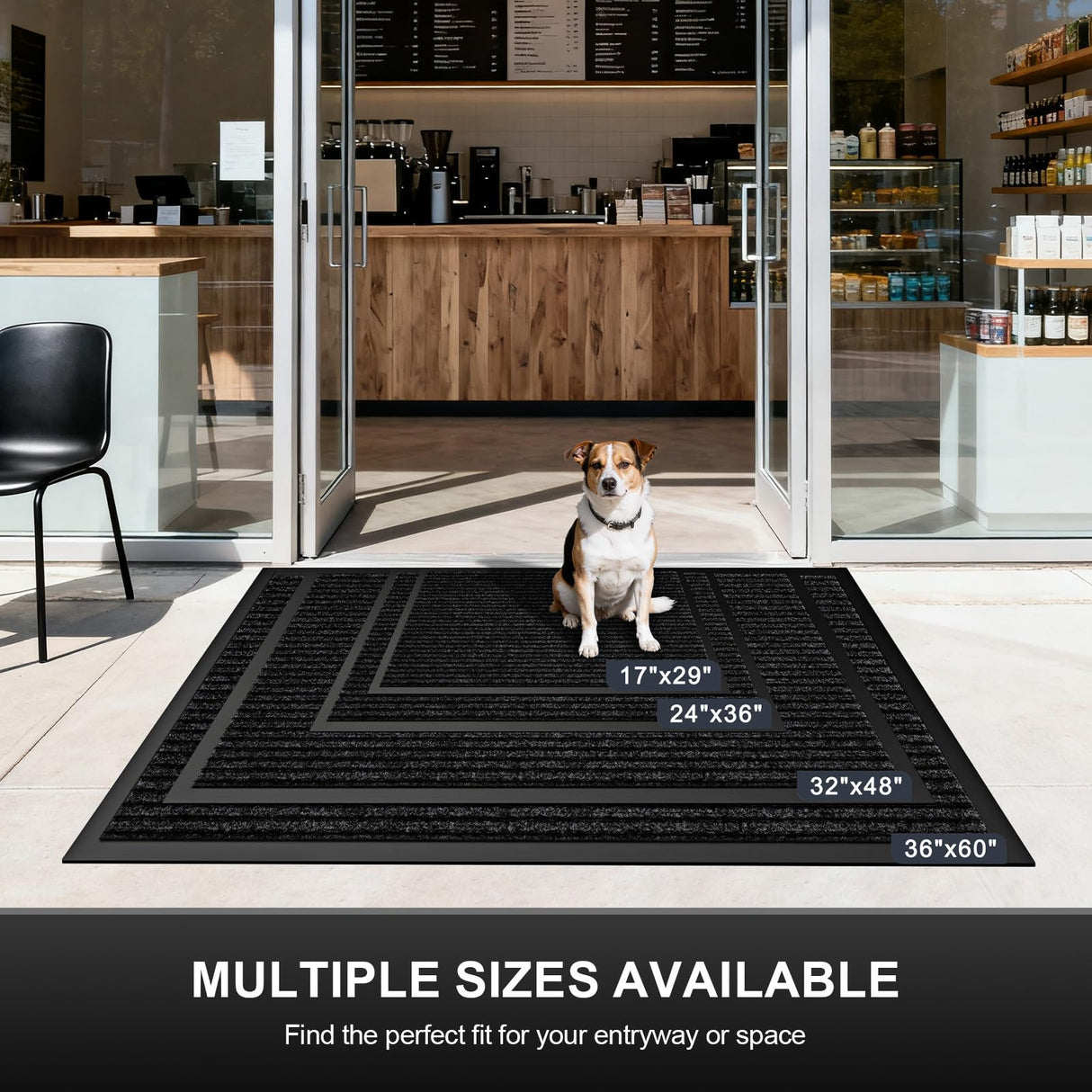 Commercial Floor Mat Non-Slip Waterproof, 60"x36" Front Door Mat for High Traffic Areas, Easy Clean Low Profile Durable Rug, for Entryway, Indoor/Outdoor, Office, Industrial, Garage, Black