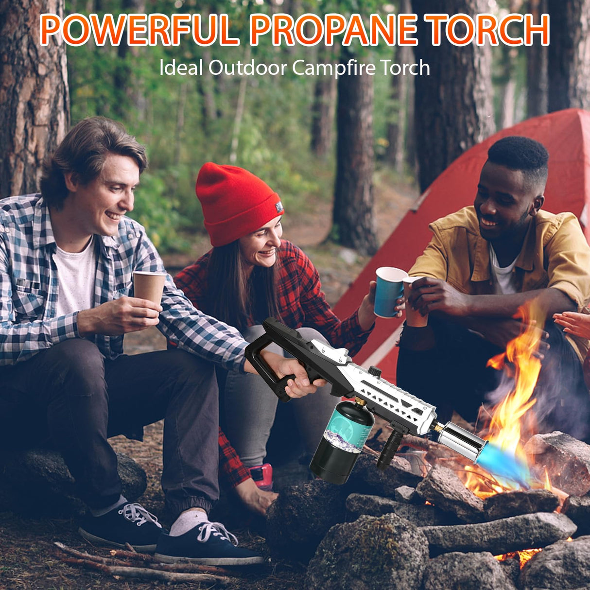 Gutenguy Powerful Propane Grill Torch Gun, Sous Vide Torch With Adjustable Flame, Flamethrower Gun Charcoal Lighter for BBQ, Campfire, Searing Steak, Cooking (Tank Not Included)