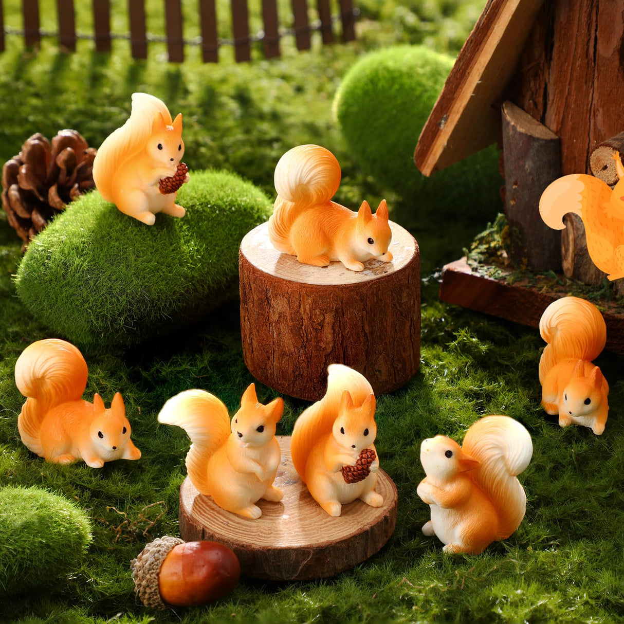 Weysat 40 Pcs Mini Resin Squirrel Miniature Small Squirrel Figures Tiny Resin Animal Decor Garden Accessories Cupcake Topper Decor for DIY Outdoor Landscape Garden Lawn Birthday Craft