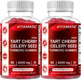 Vitamatic Tart Cherry with Celery Seed Gummies – 4000mg Equivalent Per Serving (from 10:1 Extract, 400mg) - 2-Pack