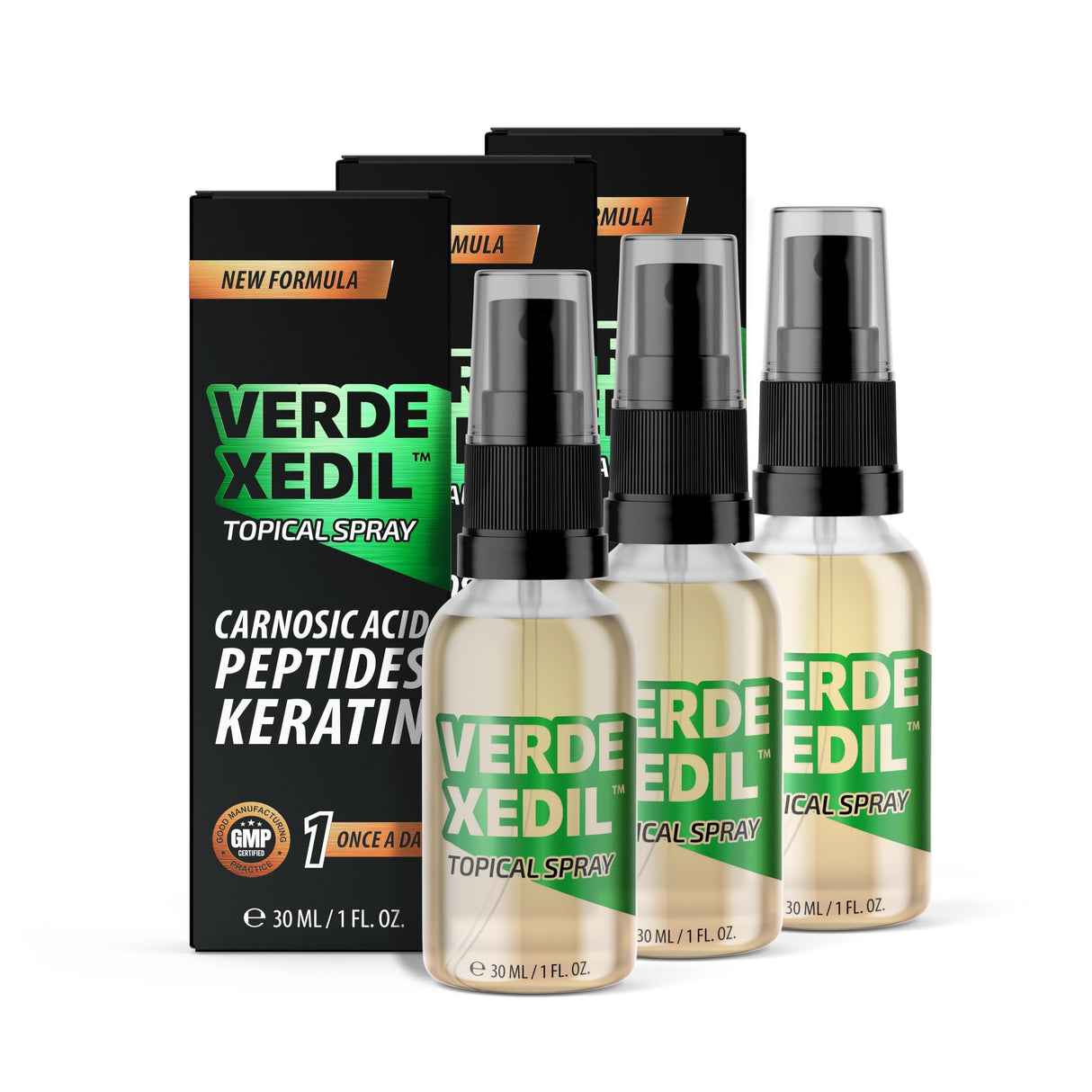 Verdexedil | Capilar Spray for Hair | Carnosic Acid, Peptides, Keratin | Daily Hair Care | 1 fl oz | 3 Pack