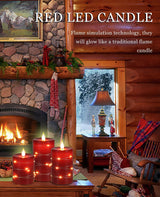 Fanzir Red flameless Candles with Remote Control Timer Battery Operated LED Pillar Candles 4‘’ 5‘’ 6‘’ Fake Candles with String Lights Set of 3 for Christmas or Special Festivals Decorations