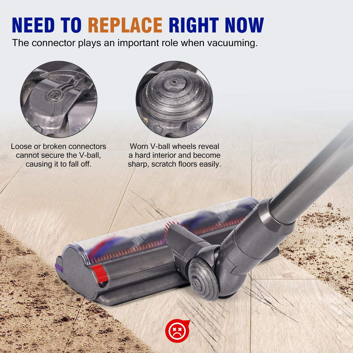 Upgraded Torque Cleaner Head Connector + Ball Wheel Compatible with Dyson Gen5 Detect SV23 Gen5outsize SV24 Digital Motor bar XL Cleaner Head Vacuum Replacement Parts 100w Accessories NO. 973096-01