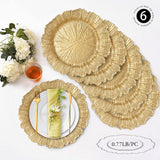 MAONAME Round 13" Gold Charger Plates, Set of 6, Reef Plate Chargers for Dinner Plates, Plastic Table Chargers for Wedding, Thanksgiving, Christmas