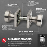 Kwikset Pismo Entry Door Knob with Lock and Key, Secure Keyed Handle Exterior, Front Entrance and Bedroom, Satin Nickel, 10 Pack, Pick Resistant SmartKey Rekey Security and Microban