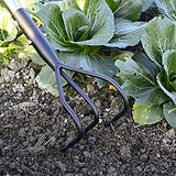 YEELOR 3-Tine Long Handle Tiller, Garden Cultivator with 55"-15.5" Adjustable Handle, for Loosening Soil, Tilling, Weeding and Fertilizing, Suitable for Elderly and Women