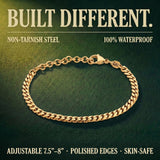 Galis Mens Bracelet - Cuban Link Chain For Men Gold Plated Over Premium Stainless Steel, Gold Bracelet For Men - 7" long - 5mm thick